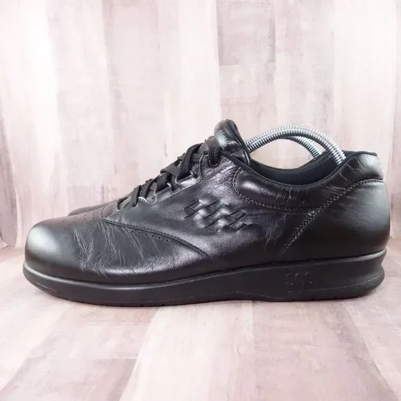 SAS Walking Shoes Womens 10.5 N Narrow Free Time Black Leather Orthotic Sneakers - Picture 2 of 10